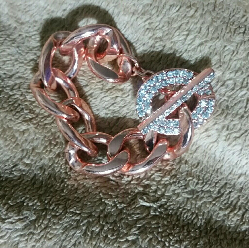 Rose tone and crystal chunky bracelet